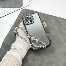 新款时尚电镀闪光手机壳，带水钻装饰、链条挂绳、电镀心形手机带、高端女式设计带镜头膜、防震全覆盖软壳，适用于 17 PROMAX、17 AIR、17 PRO、17、16 PROMAX、16 PRO、16E、15 PROMAX、15 PRO、15、14 PROMAX、14 PRO、14、13 PROMAX、13 PRO、13、12 PROMAX、12 PRO、12、11 和 Galaxy S25 Ultra、S25 PLUS、S25 Edge、S25、S24 Ultra、S24+、S24、S23 Ultra、S23、A15、A16、A55、A56