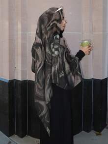 1pc Women's Scarf, Bohemian Watercolor, Marble, Ripple, Tie-Dye Print Headscarf, Suitable For Daily Wear Or Pairing With Dresses