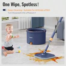 2025 Popular Styles Mop And Bucket Set With 2 Microfiber Mop Pads Spin Mop With Dirty Clean Water Separation System DeepCleaning Mops For Floors Versatile Mops For WallsFamily Choice