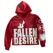 Street Style Loose Zipper Y2K Hoodie, Embroidered Hoodie, Eye-Catching Letter Print And Cartoon Pattern, Street Sweatshirt