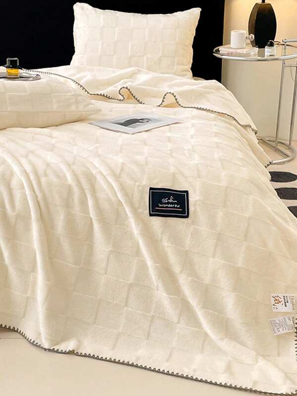 1 pièce Couverture beige chaude, épaisse, douce et confortable, convenant à la décoration de la maison, au lit, au canapé, au bureau, à la chambre, au dortoir, lavable en machine