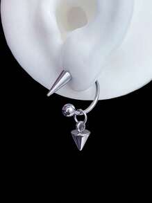 1 对锥形吊坠尖刺耳环哥特式朋克摇滚风格耳圈不锈钢螺旋穿孔耳钉适合男士