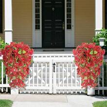 1Pc/2pcs Artificial Hanging Flowers Fake Hanging Plants Faux Silk Hibiscus Long Vines UV Resistant Realistic Flowers For Basket Home Porch Outside Garden Yard Patio