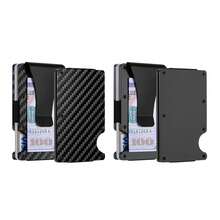 1 Or 2-Pack: RFID Blocking Slim Credit Card Holder Wallet For Men – Minimalist, Scratch-Resistant, With Removable Money Clip | Modern, Durable, Everyday Carry - 碳和黑色 - 查看 2