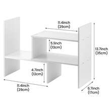 Bookcase Wood Desktop Book Shelf Expandable Desk Organiser Office Storage Bookcase For Home Or Office - White - View 3
