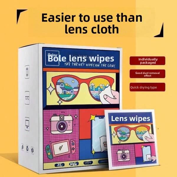 [Equipo de limpieza antivaho] 100/200 piezas Toallitas para gafas 12x6cm Tamaño compacto + Para gafas/pantallas/lentes ° Universal para uso de máscaras / oficina / viaje / deportes . Envuelto individualmente. Antivacuado ++ Limpiar plus Desinfectar