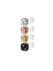 1 pièce Boucles d'oreilles clip pour hommes de couleur argent en acier inoxydable. Boucles d'oreilles clipsables pour femmes avec cubic zirconia cubique
