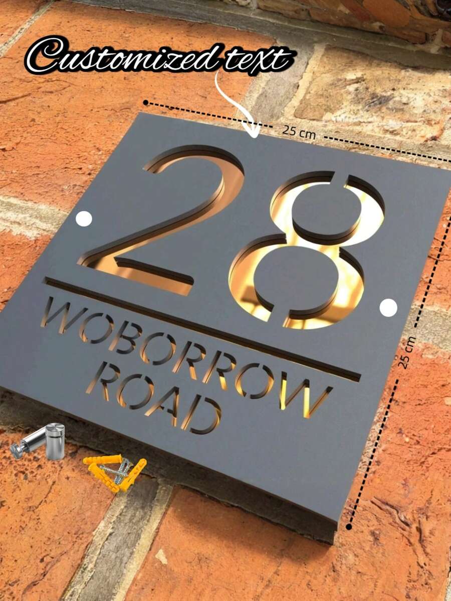 个性化亚克力门牌号 - 3D 镂空黑金定制地址牌,适用于住宅、公寓、商店 | 现代字体,防风雨,双面胶带易于安装 | 提升外观吸引力 - 黑與白 - 查看 1