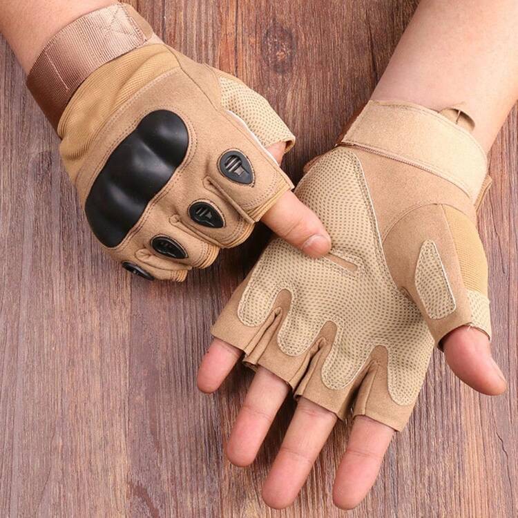Half Finger Tactical Gloves, Outdoor Cycling Gloves, Sports Protective Cycling Gloves - 薑色 - 查看 1