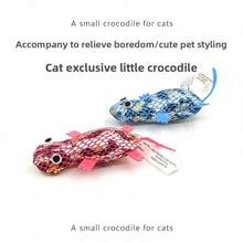 3 buc jucării amuzante, realiste, drăguțe, în formă de crocodil mini, jucării de mestecat durabile pentru pisici, pentru a se juca și a ameliora plictiseala, jucării de auto-divertisment pentru animale de companie