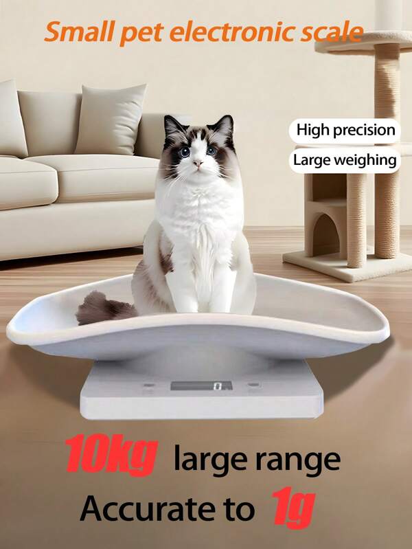 Báscula digital electrónica, peso animal veterinario, pesaje de mascotas perros y gatos, 10 kg con precisión de 1 g, báscula electrónica para mascotas de acero inoxidable - pesaje preciso (baterías no incluidas)