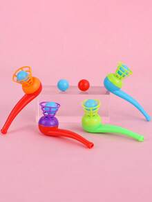 10pcs Random Color Plastic Pipe Shaped Floating Blowing Balls - Suspension Flying Ball Toys - Family Party Favor Interesting Gifts Ideas - Stress Reliever Balance Blowing For Adults Funny Party Supplies