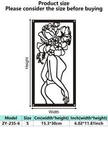 1 件抽象女性线条金属装饰壁挂艺术品，个性化艺术空心铁艺墙画，适用于家庭白墙、客厅、餐厅、卧室、浴室、情人节礼物