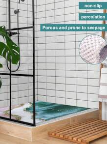 1pc Non-Slip Shower Mat With Drainage Holes, Soft & Comfortable PVC Loofah Massage Bath Mat, Quick-Dry, Ideal For Bathroom & Wet Areas, Bathroom Accessory|Hollow Design|Non-Slippery Surface, Shower Mat For Bathroom