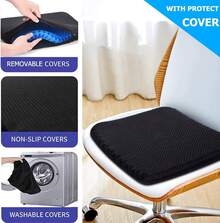 Quality Assurance Gel Cushion, Double Thick Gel Cushion Pressure Pain Relief, Breathable Wheelchair Cushion Chair Pads Car Office Chair (16x14x1.65inch) C59K - 1-藍色 - 查看 6