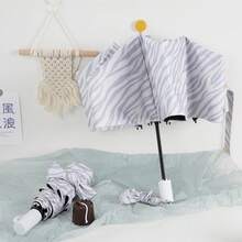 Umbrellas And Rain Hat Umbrellas - Manual Cream Zebra Pattern - View 3