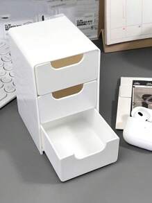 1件/套迷你三层桌面收纳盒，家具，办公用品，珠宝收纳盒，抽屉式化妆品收纳盒，女士旅行必备收纳盒，旅行礼品