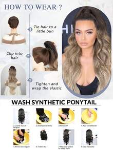 Ponytail Extension 22inch Long Curly Wavy Drawstring Ponytail Hair Breathable Hair Net Increase Comfort Made Of Synthetic Fiber Suitable For Women Daily Or Party Use