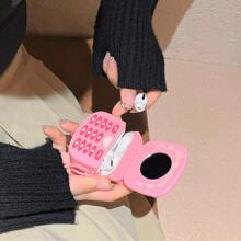 苹果粉色可爱蓝牙耳机壳软壳小镜子无线耳机保护套兼容Airpods 1/2 / Airpods Pro / Airpods 3 / Airpods Pro（第二代）保护套