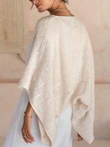 Women Kimono Cardigan Open Front Capes Sheer Shrug Top Swim Beach Cover Up Beachwear Blouse Wrap - 米色 - 查看 5