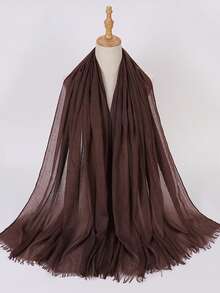 1 chiếc khăn choàng hijab modal dài mềm mại, nhẹ, màu trơn cỡ lớn dành cho nữ, mùa thu/đông - Nhiều màu - Xem 14