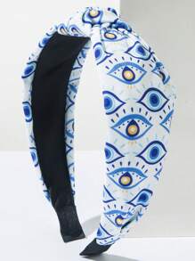 Bandana de Moda Coreana com Estampa de Olho de Demônio em Tecido, Acessório de Cabelo Versátil Minimalista com Coroa Alta Personalizada para Mulheres, Faixa de Cabelo, Tiara
