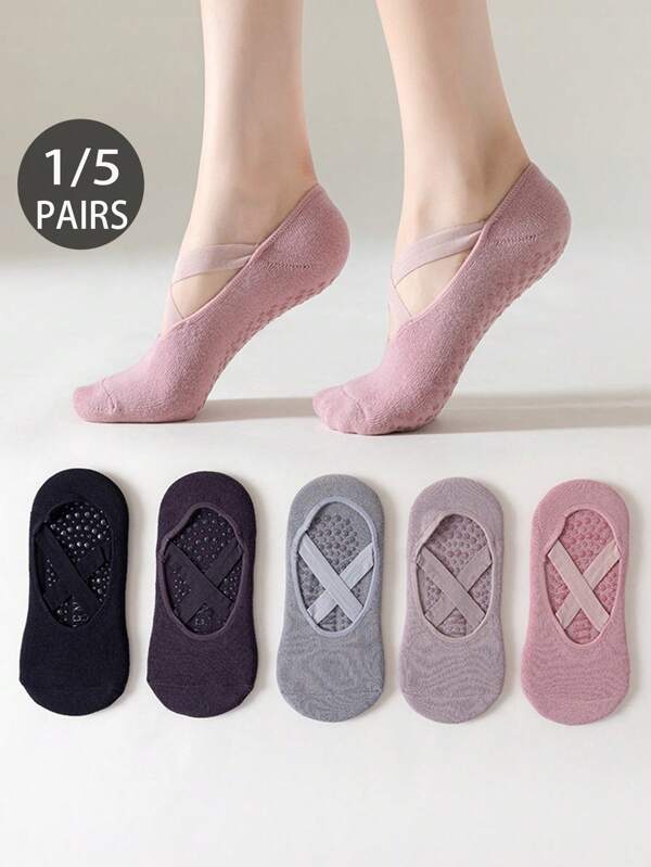 1/5 pares de calcetines cortos de yoga para mujer con silicona antideslizante, calcetines de baile para pilates en interiores, calcetines de fitness para suelos interiores, calcetines de pilates, aptos para todas las estaciones