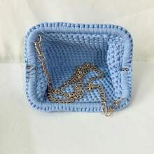 编织时尚单肩包，钩针手提包 - 彩色 - 查看 6