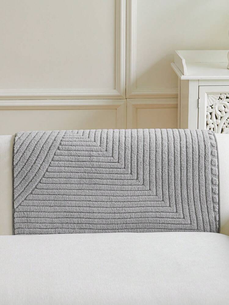 1pc Bohemian Style Thick Plush Sofa Cover, Quilted Craftsmanship, Non-Slip, All Season Use, Machine Washable, Pet Friendly, Soft Fleece Fabric - Ideal For Living Room, Bedroom, Office Home Decor. - Light Grey - View 9