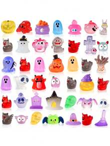 10 件万圣节夜光迷你人偶可爱微型鬼魂人偶夜光树脂人偶小怪兽花园装饰微型雕像适用于户外房屋景观派对万圣节夜光迷你树脂鬼魂可爱小鬼魂微型人偶夜光，恐怖万圣节鬼魂装饰适用于微型仙女花园 DIY 户外房屋会议、派对礼品袋填充物