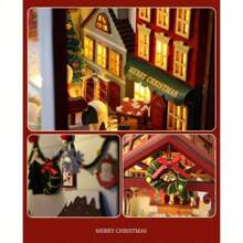 DIY 书角套件，3D 木制书架插入装饰书挡模型套件，DIY 圣诞书角套件微型娃娃屋与青少年装饰物品书架木制家居装饰礼物 - 不含电池和工具