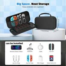 Switch 2 (2025) Protective Hard Shell Travel Carrying Case - With 10 Game Card Slots And Large Accessory Compartment | Lightweight Portable Storage Bag For Console And Gaming Accessories - Black - View 3