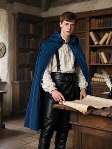 Medieval Hooded Cloak Renaissance Cape For Men And Women Halloween Costume - 彩色 - 查看 3