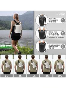 YESPACE 3L/5L/10L/15L/20L Waterproof PVC Mesh Dry Bag Backpack For Men & Women, Lightweight Waterproof Storage For Swimming, Boating, Kayaking, Camping, Beach Purse Wallet For Outdoor Sport Summer Vacation Travel Holiday Pool Sport Bag For Sports For Fitness For Exercise Large Capacity Travel Bag For Vacation For Women Travel Essential Swimming Bag Waterproof Bag Beach Bag For Beach - White - View 2