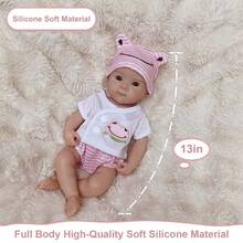 Adorable muñeca bebé recién nacida Bettie de 13 pulgadas, hecha a mano con silicona de tacto suave que se puede bañar, para niños como regalo de cumpleaños/Navidad - Chica de silicona - Ver 5
