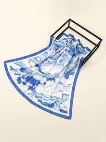 1 件简约印花 90 厘米方形围巾，新款春季女士头巾，百搭腰带，包包装饰，头带，时尚围巾