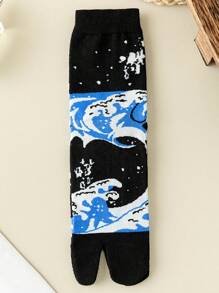 1 Pair Women's Japanese Style Two-Toe Socks, Skin-Friendly Soft And Fashionable Versatile