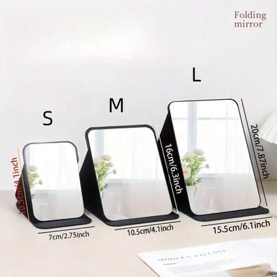 Portable Foldable Faux Leather Makeup Mirror, High-Definition Glass Mirror Surface - Ideal For Dorm, Travel And Beauty Gifts