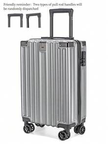 银色行李拉杆包，带四轮旋转器，锌合金材质，20 英寸随身行李箱，密码保护，适用于旅行、商务、学生、男女通用行李箱，便携式随身行李箱，适合旅行度假蜜月游轮返校，适合男女学生，学校包，学校配件，学校用品
