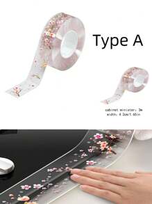 2 件装透明防水防霉印花填缝胶带，厨房灶台浴室墙角腰线缝隙贴纸，填缝胶带