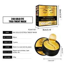 Hydrogel Eye Patches For Dark Circles, Puffy Eyes & Wrinkles - Collagen & Hyaluronic Acid Infused Under Eye Masks, Hydrating Firming Care, Fine Lines,Eye Bags Reduction 24k Gold Under Eye Patches Eye Mask Pure Gold Anti-Aging Collagen Hyaluronic Acid Under Eye Mask For Removing Dark Circles, Puffiness & Wrinkles Refresh Your Skin - 金色 - 查看 5