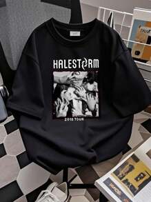 180g Pure Cotton Halestorm In This Moment Tour Rock Unisex T-Shirt Full Size S To 5XL LL1633 Fashion Slightly Homme Streetwear Stylish Stretched Top For Everyday Wear For Women Soft Designer Clothes Versatile Breathable Casual Comfortable Summer Print Round Neck Short Sleeve Graphic. - 黑色 - 查看 3