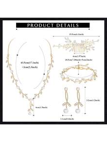 Milacolato Pearl Prom Jewelry Set For Women Pearl Rhinestone Crystal Drop Necklace Earring Bracelet Hair Pins Prom Bride Bridesmaid Wedding Bridal Jewelry Accessories Silver Gold Rose Gold - 彩色 - 查看 2