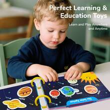 beartale 蒙特梭利幼儿益智游戏板，包含多种主题，帮助孩子学习身体、情绪、食物、交通工具、农场动物和太空知识。DIY益智感官玩具，寓教于乐，培养精细动作技能。适合3岁及以上男孩女孩。 - 彩色 - 查看 4