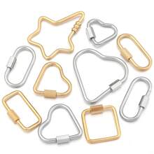2 件/包不锈钢几何连接扣，心形、椭圆形、五角星形手链项链连接螺丝，DIY 珠宝配件 - 幾何連接扣 - 查看 3