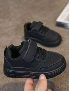 2025 Spring/Autumn Children White Shoes: Boys' Sports Shoes, Lightweight Student Shoes, Girls' Casual Sneakers, Soft-Sole Baby Shoes - Black - View 2