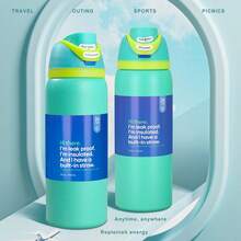 OwaIa(Youth Green) Outdoor Sports Bicycle Ice Bottle, 32oz/945ml Double Vacuum Insulated Outdoor Sports Water Bottle, Stainless Steel Heat-Resistant Ice Water Bottle With Straw, 100% Leak-Proof Outdoor Bicycle Water Bottle, Suitable For Outdoor Camping, Mountaineering, Office Work And Travel -Essential Accessories For Beach/Outdoor Camping - Youthful Green - View 7