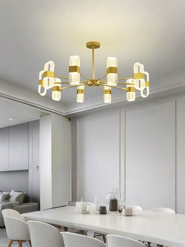 Light Luxury Large Chandelier With 10 Light Heads, Large Modern Light Luxury Ceiling Light, Adjustable Rustproof Light Fixture, Personalized Gold Luxury Chandelier Shade, Suitable For Dining Room, Bedroom, Living Room