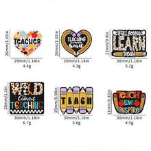 6 件硅胶珠、DIY 教师徽章挂绳、珠宝项链装饰焦点珠、串珠笔、钥匙扣 - 彩色 - 查看 6