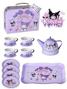 Sanrio Kuromi 茶会套装，16 件儿童茶会套装锡茶壶杯礼品套装过家家学龄前厨房玩具带茶壶礼盒适合儿童女孩，锡茶会套装下午茶时间游戏套装带金属茶壶茶杯游戏餐具公主玩具礼物。 - 彩色 - 查看 10